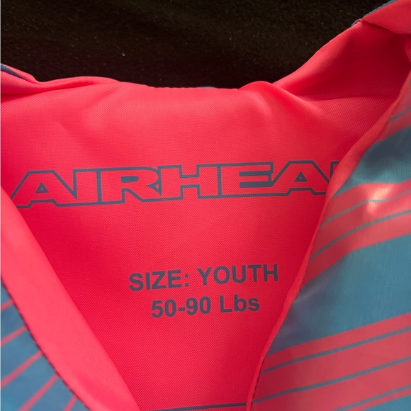 AiRHEAD Youth Life Jacket - Pink & Blue PFD with White Buckles - 50-90 lbs NEW 💚 - Picture 2 of 3